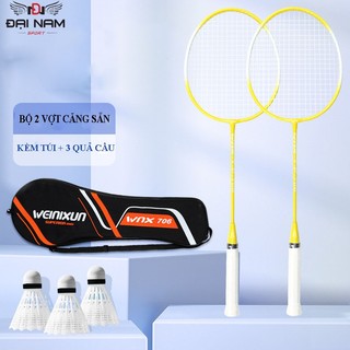 Bộ 2 Vợt Cầu Lông Căng Sẵn 706 Khung Crom Siêu Dẻo Dành Cho Tập Luyện + Tặng Túi Và 3 Quả Cầu