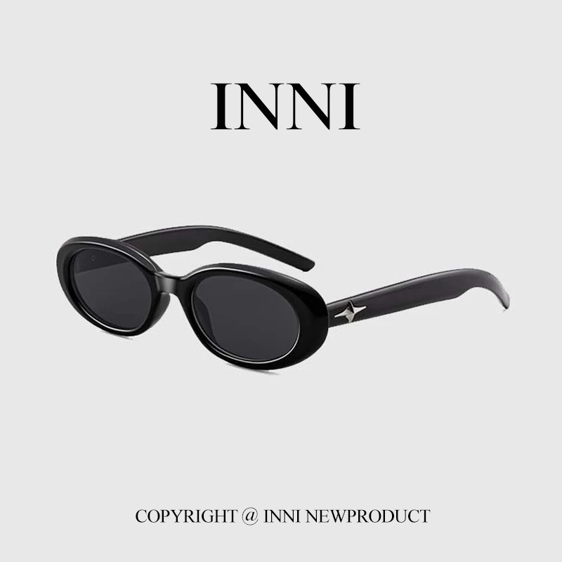 Kính Râm Oval Retro Nữ INNI 20300 Kính Chống Chói, Chống UV400, Gọng Nhựa Cao Cấp Phong Cách Vintage