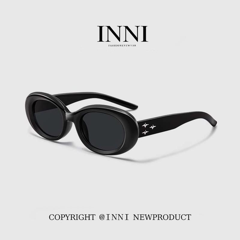 Kính Râm Oval Unisex Gọng Dày INNI 20302 Kính Chống Chói Phong Cách Cool Ngầu Chống UV Bảo Vệ Mắt