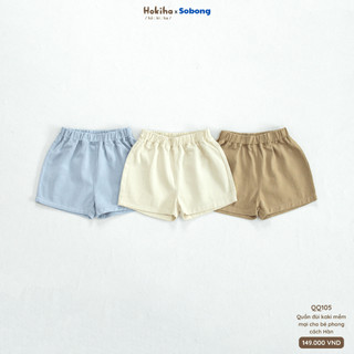Quần đùi kaki trơn mùa hè dễ phối đồ cho bé trai, bé gái Hokiha vải kaki mềm mại, thoáng mát size 8-17kg QQ105