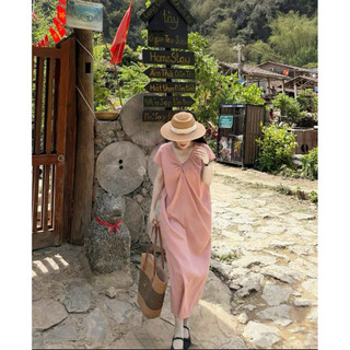 (S - 86) Set đồ đôi nam nữ couple váy xoắn ngực tay hến dáng dài và áo sơmi nam chất đũi mềm mát đồ đôi cung người yêu