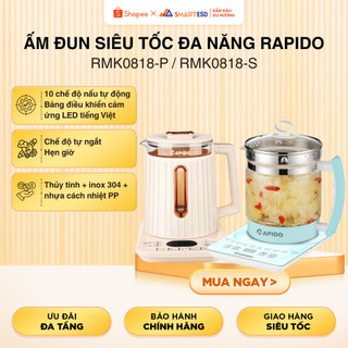 Ấm đun siêu tốc đa năng Rapido RMK0818 – P/ RMK0818-S, pha trà, chưng yến - Bảo hành 6 tháng