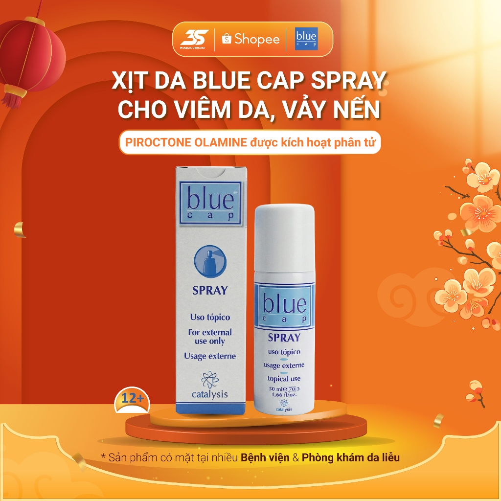 Xịt Blue Cap Spray Hỗ Trợ Vảy Nến, Viêm Da Cơ Địa, Viêm Da Dị Ứng, Viêm Da Tiết Bã, 50ML