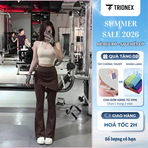 Quần dài phối váy đi tập gym TRIONEX, tập yoga che khuyết điểm, ống loe hack dáng