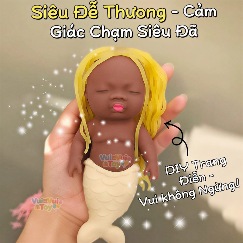 Búp bê đen Natasha – Đồ chơi bóp xả stress, cao su, búp bê đen nhỏ, ngộ nghĩnh 14cm