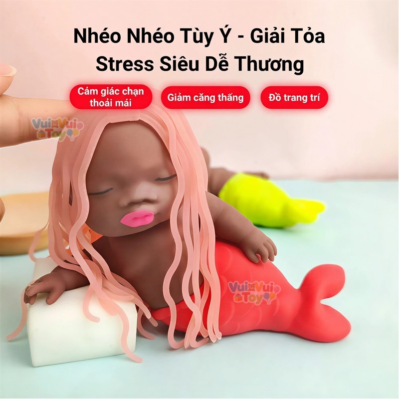 Búp bê đen Natasha – Đồ chơi bóp xả stress, cao su, búp bê đen nhỏ, ngộ nghĩnh 14cm