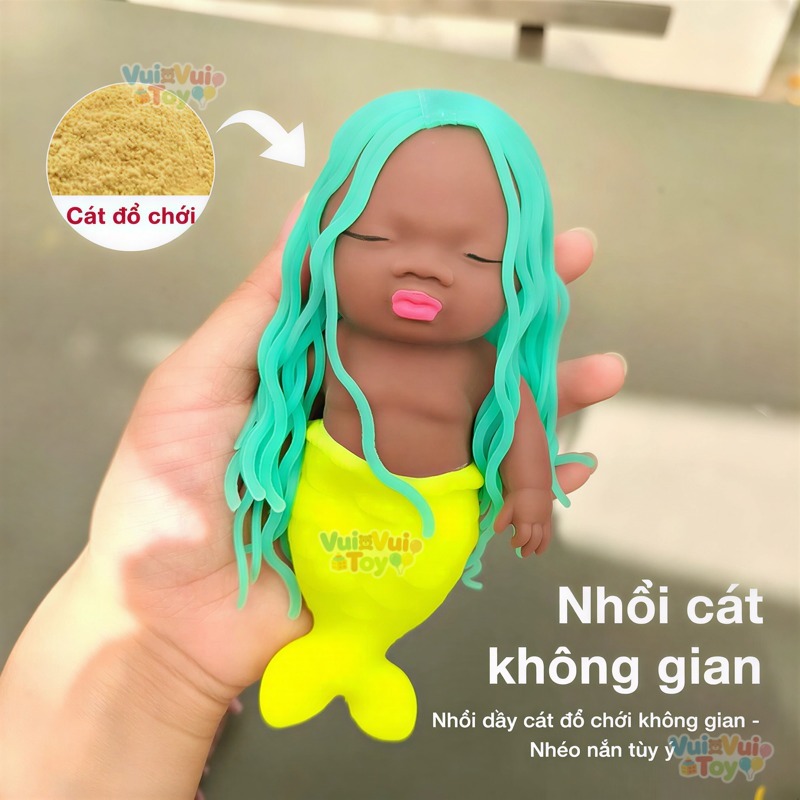 Búp bê đen Natasha – Đồ chơi bóp xả stress, cao su, búp bê đen nhỏ, ngộ nghĩnh 14cm