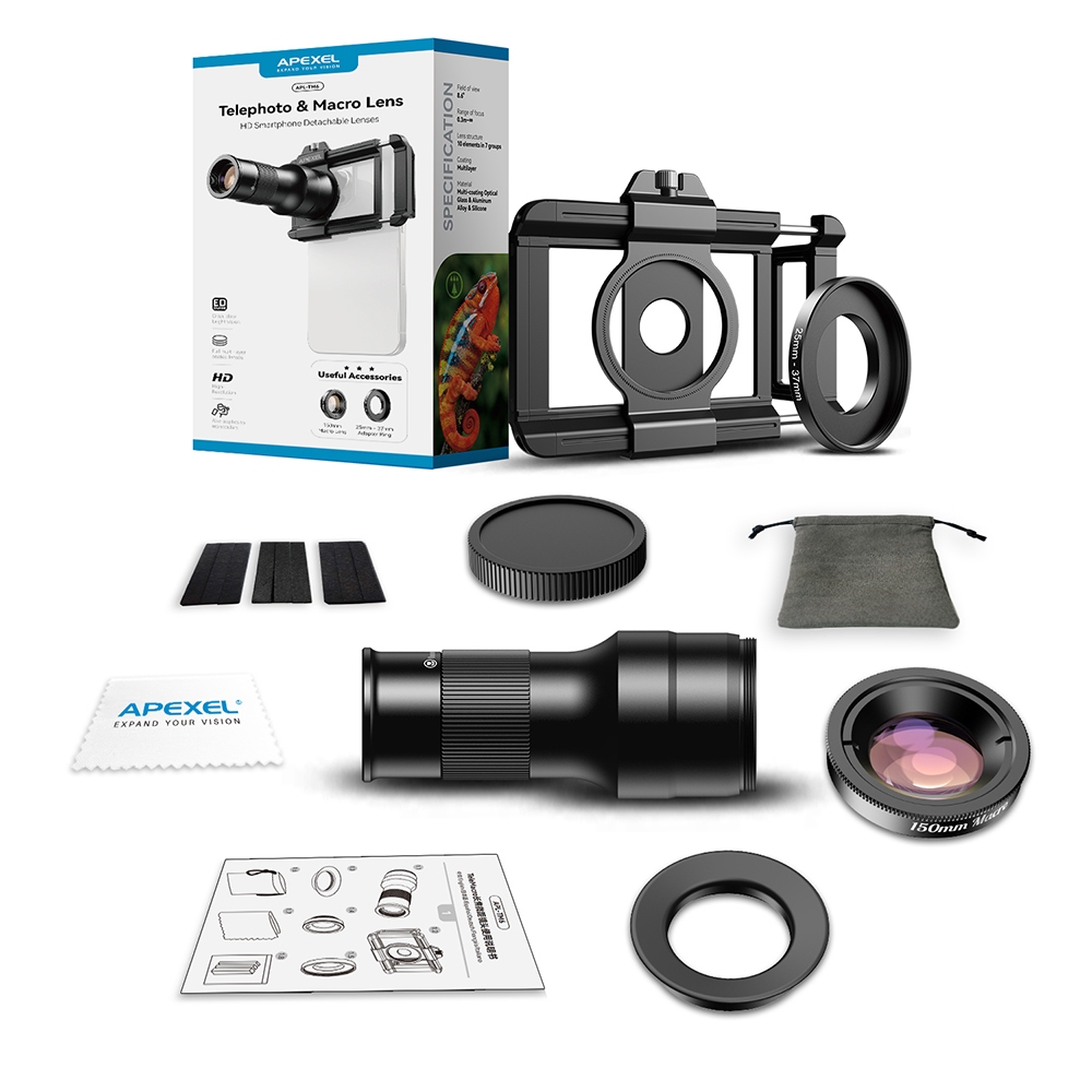 Ống kính camera điện thoại di động Apexel TM6 Telephoto Macro hoàn hảo đang di chuyển và tĩnh