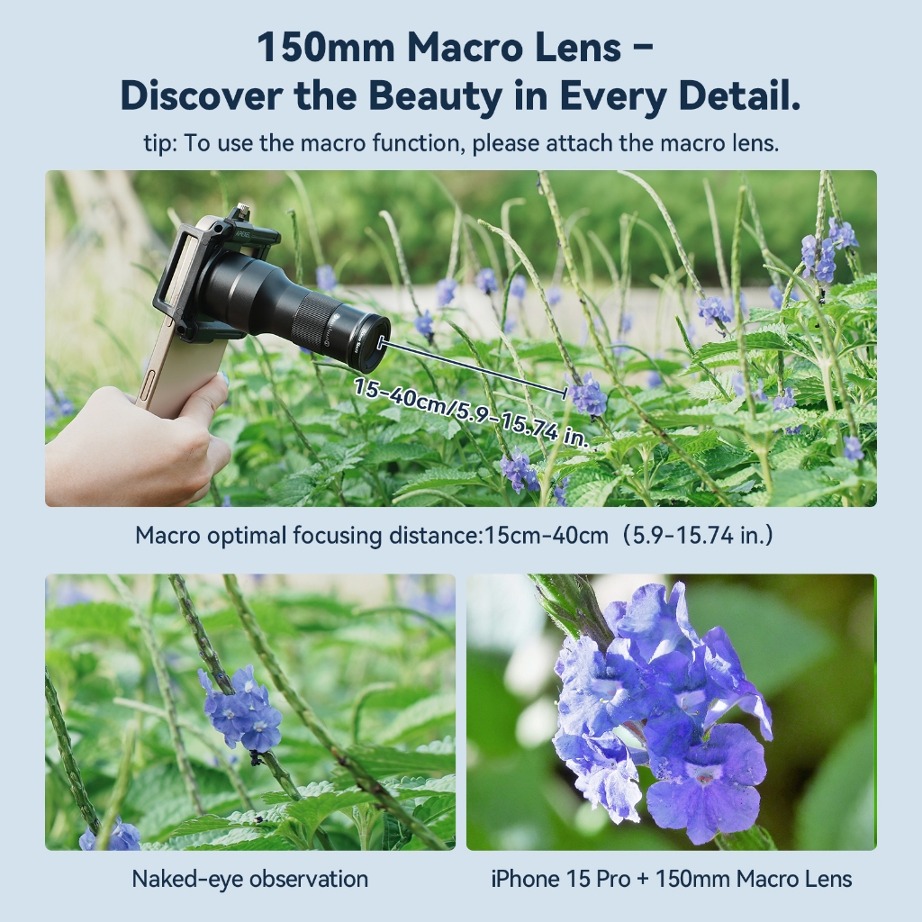 Ống kính camera điện thoại di động Apexel TM6 Telephoto Macro hoàn hảo đang di chuyển và tĩnh