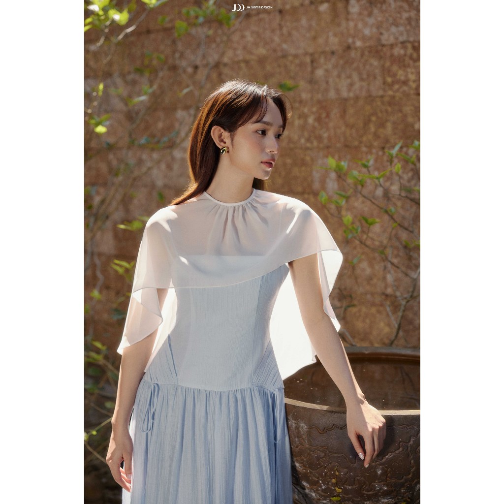 Đầm Resort 2 Dây Chân Nhún Rút Dây 1R01.2603. Đầm Maxi Midi Nữ Nàng Thơ, Đi Biển, Dạo Phố Thanh Lịch Có Choàng Voan JM