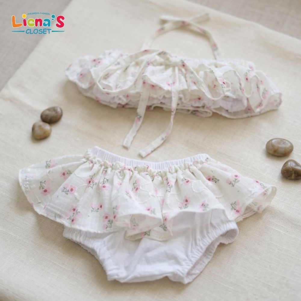 Đồ Bơi Bé Gái 2 Mảnh Bikini Hoa Nhí Bèo Nhún Dễ Thương Cho Bé Đi Biển Liena's Closet
