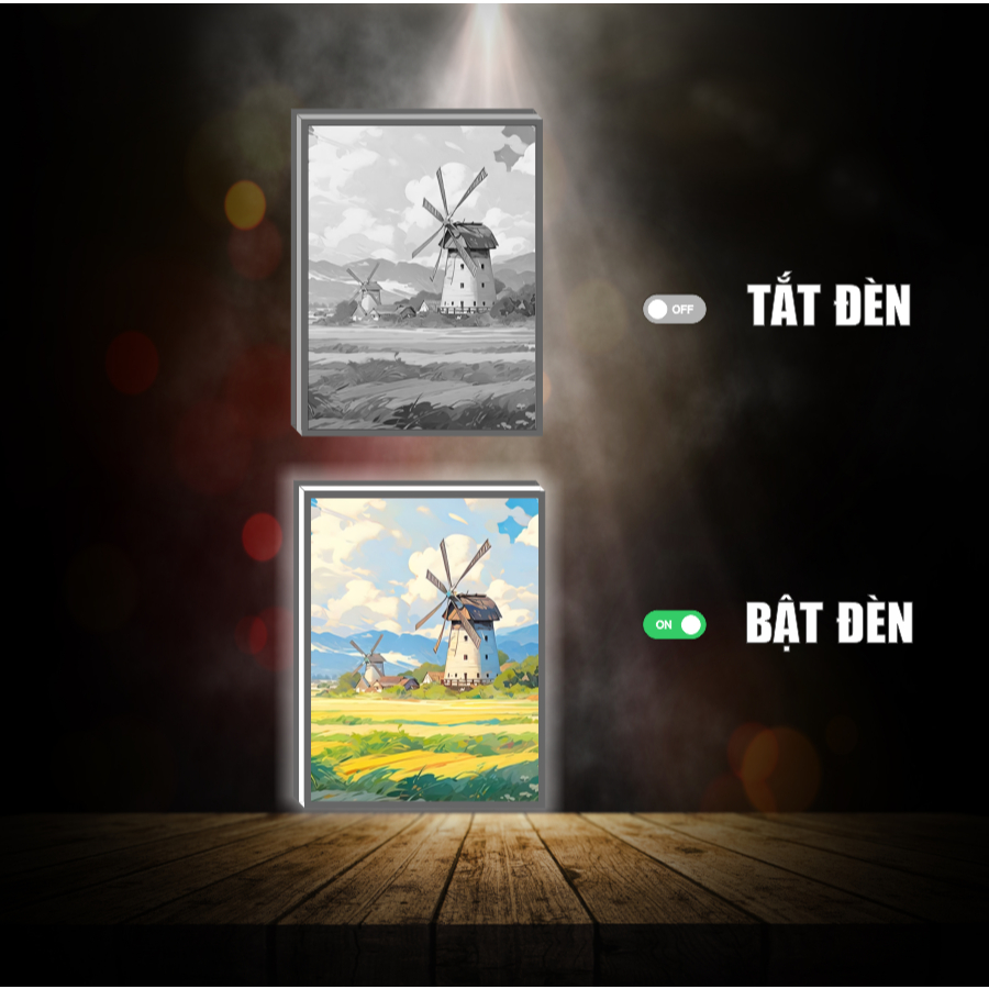 Tranh đèn led 3D Phong cảnh tuyệt đẹp 3 chế độ đèn- Tranh đèn led 3D trang trí bàn làm việc, đèn ngủ