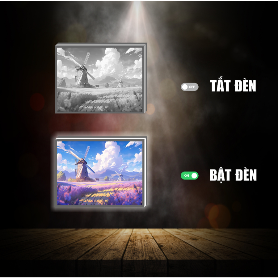 Tranh đèn led 3D Phong cảnh tuyệt đẹp 3 chế độ đèn- Tranh đèn led 3D trang trí bàn làm việc, đèn ngủ