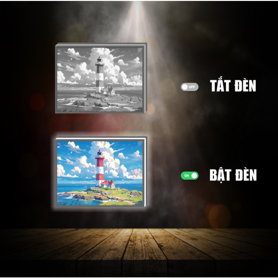 Tranh đèn led 3D Phong cảnh tuyệt đẹp 3 chế độ đèn- Tranh đèn led 3D trang trí bàn làm việc, đèn ngủ