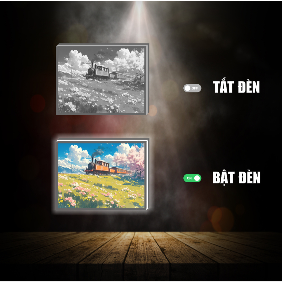 Tranh đèn led 3D Phong cảnh tuyệt đẹp 3 chế độ đèn- Tranh đèn led 3D trang trí bàn làm việc, đèn ngủ