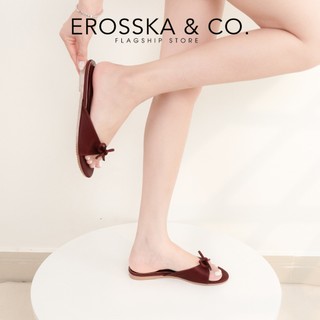 Erosska - Dép quai ngang đế bệt phối nơ kiểu dáng trẻ trung basic màu đỏ - DE095
