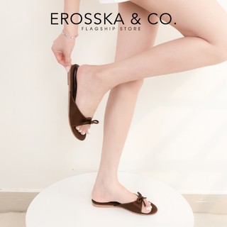 Erosska - Dép quai ngang đế bệt phối nơ kiểu dáng trẻ trung basic màu đỏ - DE095