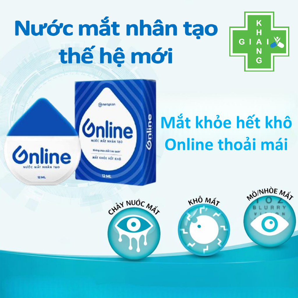 Dung dịch nhỏ mắt Online giúp giảm khô mắt, mờ mắt, chảy nước mắt. Người bạn đồng hành của dân văn phòng (Chai 12ml)
