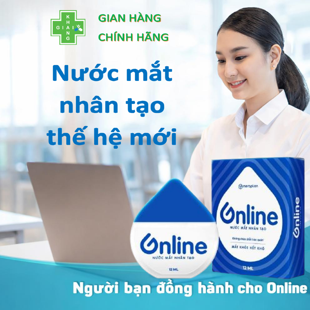 Dung dịch nhỏ mắt Online giúp giảm khô mắt, mờ mắt, chảy nước mắt. Người bạn đồng hành của dân văn phòng (Chai 12ml)