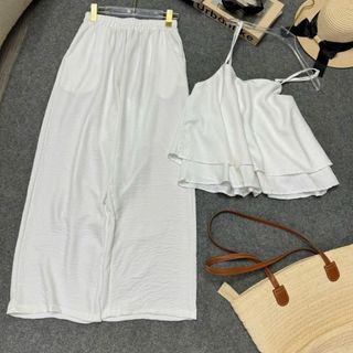 Sét sơ mi quần suông ống rộng big size  vải đũi vân mây thoáng mát, form rộng trendy SET867