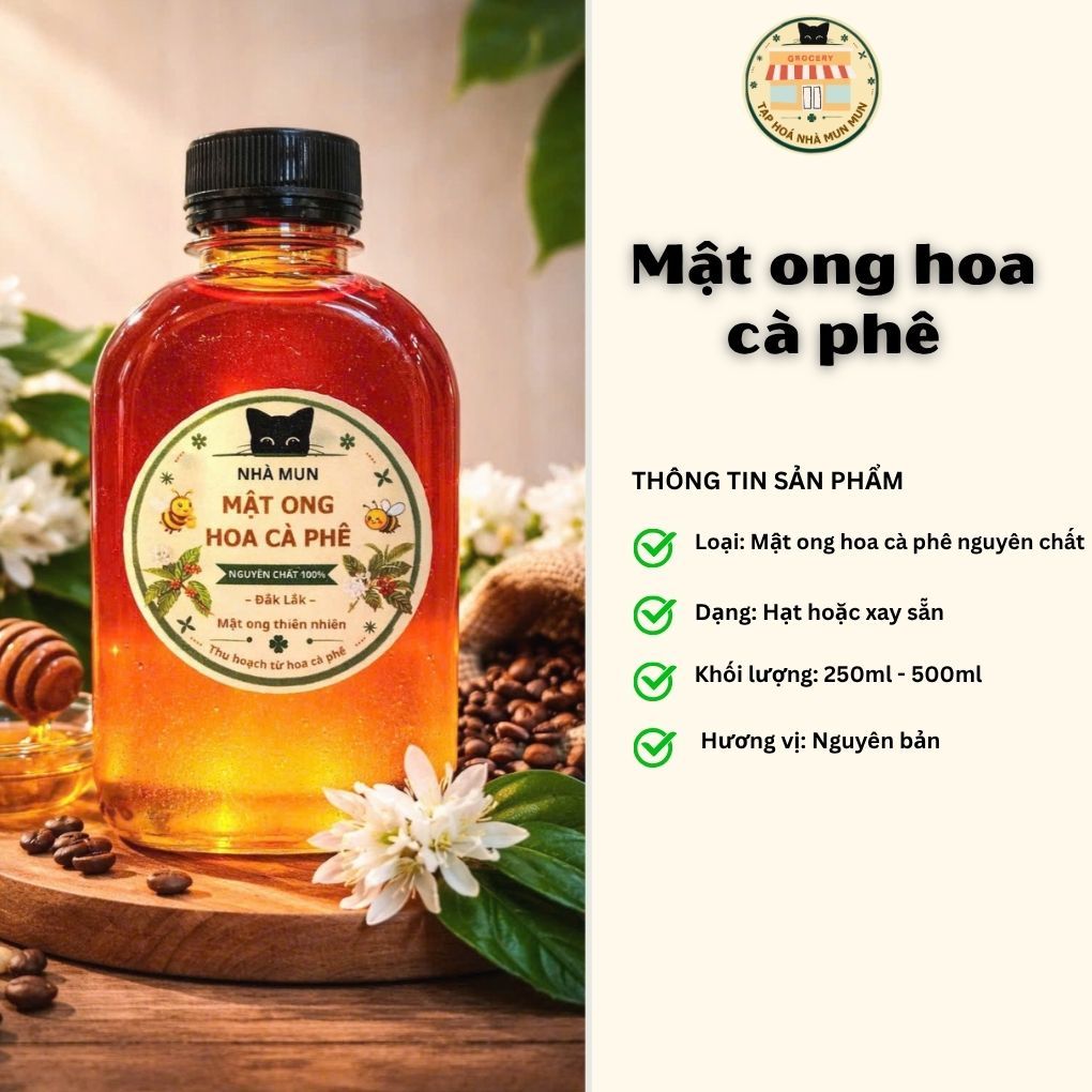 Mật ong hoa cà phê nguyên chất Đắk Lắk 250ml – mật ong thiên nhiên, ngọt thanh, dễ dùng mỗi ngày | MM03