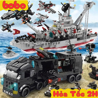 [Hỏa Tốc] Mô Hình Đồ Chơi Lắp Ghép Tàu Chiến Cảnh Sát,Lắp Ghép OTO,ROBOT,TRỰC THĂNG,Lắp ráp tàu thuyền chiến Bobo