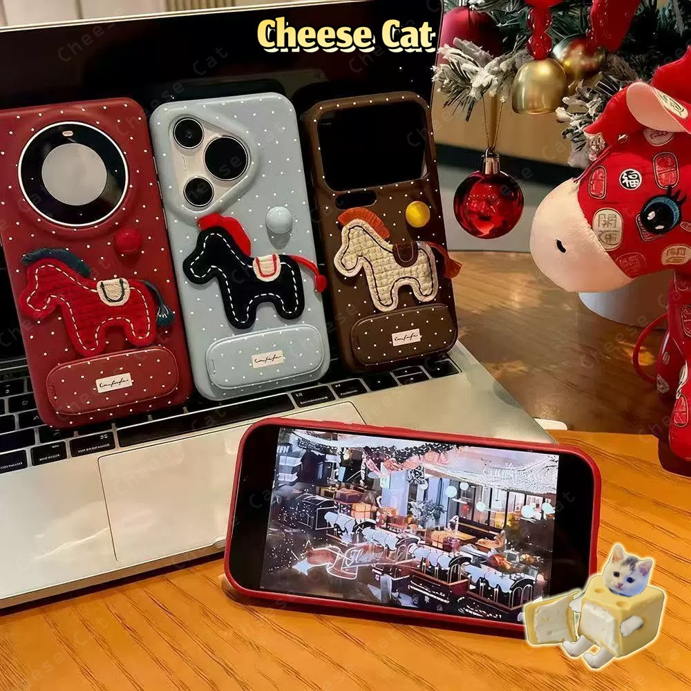 Ốp lưng iPhone bằng da ngựa thêu chấm bi năm mới cho iPhone 11 12 13 14 15 16 17 Pro Max Plus 17 Air 7 8 Plus Xs Max XR