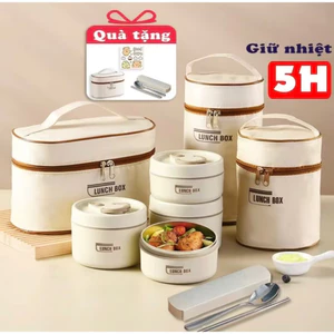 Hộp Đựng Cơm Giữ Nhiệt 3 Tầng - 4 Tầng Tặng Kèm Đũa Thìa, Hộp Cơm Văn Phòng Tiện Lợi