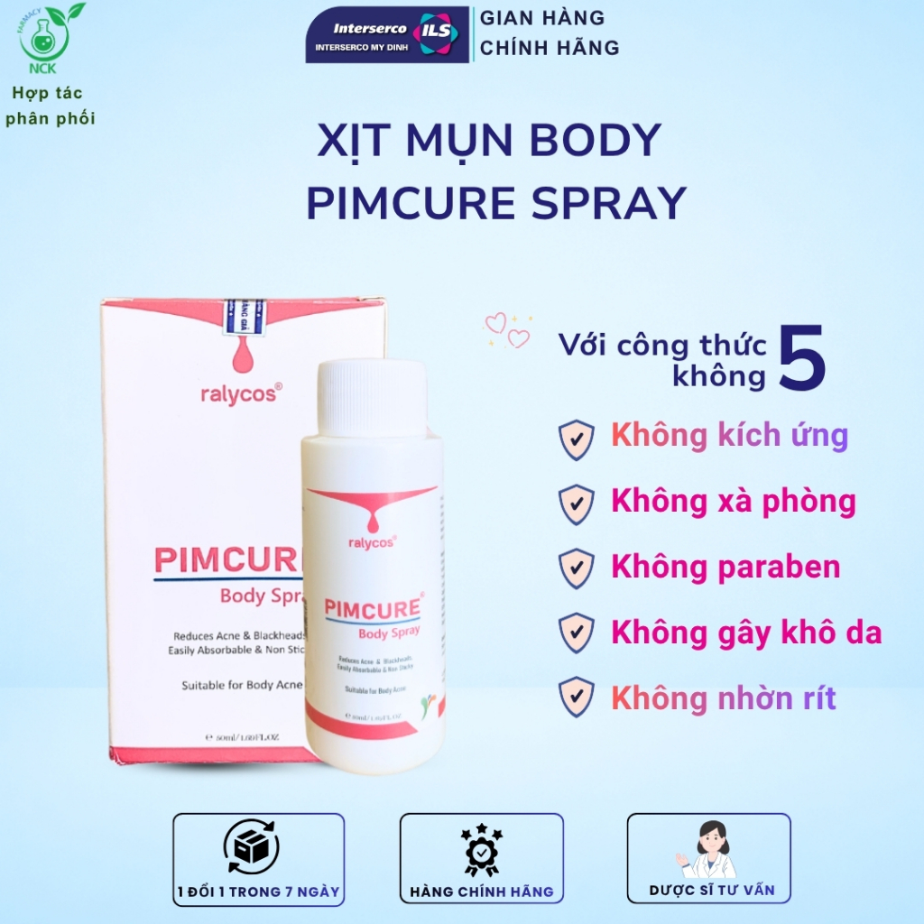 PIMCURE BODY SPRAY - Xịt toàn thân giảm mụn lưng, mụn ngực, viêm nang lông