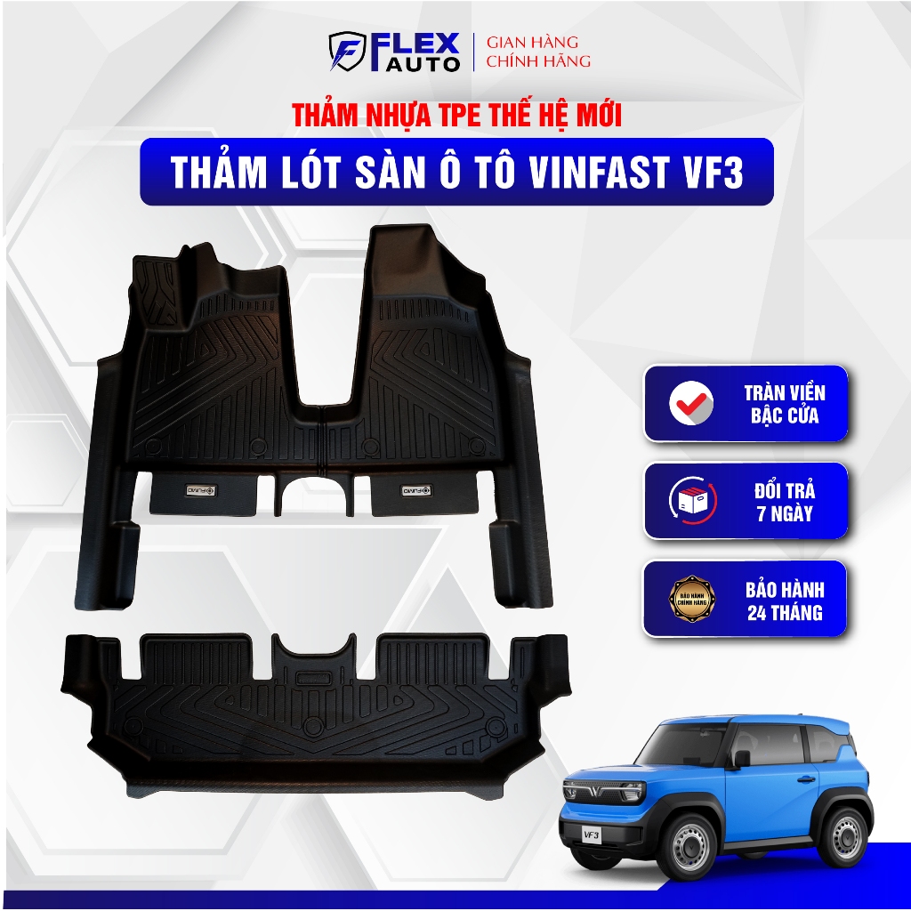 Thảm Lót Sàn Ô Tô TPE Cao Cấp FUMO Cho Vinfast VF3 2023 - 2026 Tràn Viền Không Thấm Nước, Không Mùi