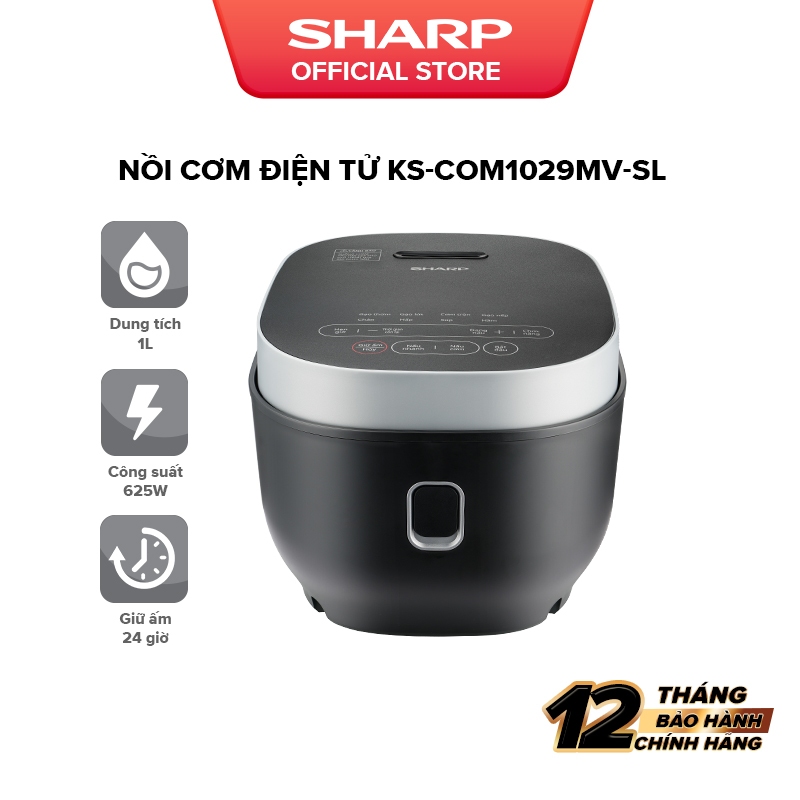 Nồi Cơm Điện Tử Sharp KS-COM1029MV-SL - Dung Tích 1.0L - 10 Chế Độ Nấu Đa Năng - Lòng Nồi Chống Dính - Chính Hãng
