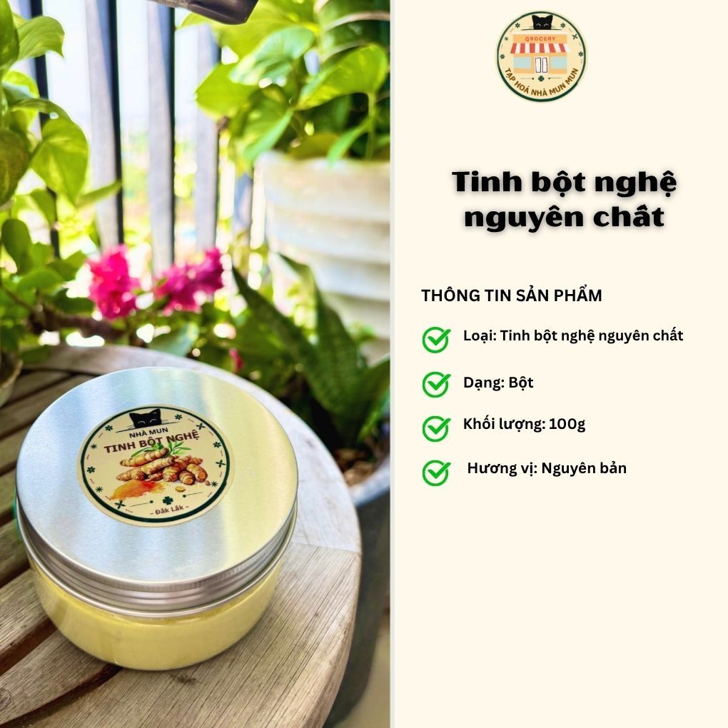 Tinh bột nghệ nguyên chất 100g – nghệ vàng mịn, dùng làm đẹp da & chăm sóc sức khỏe | MM05