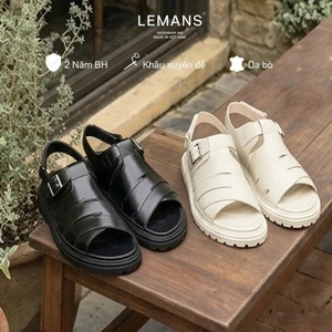 Dép Sandal Quai Đan nam LEMANS Tăng Chiều Cao GM1.01 màu Đen&Be đế thơm 2 lớp 5.4cm - BH12 tháng