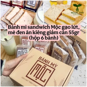 Bánh mì sandwich nguyên cám gạo lứt lúa mạch mè đen Mộc Ankie Healthy Food hộp 300g 6 bánh