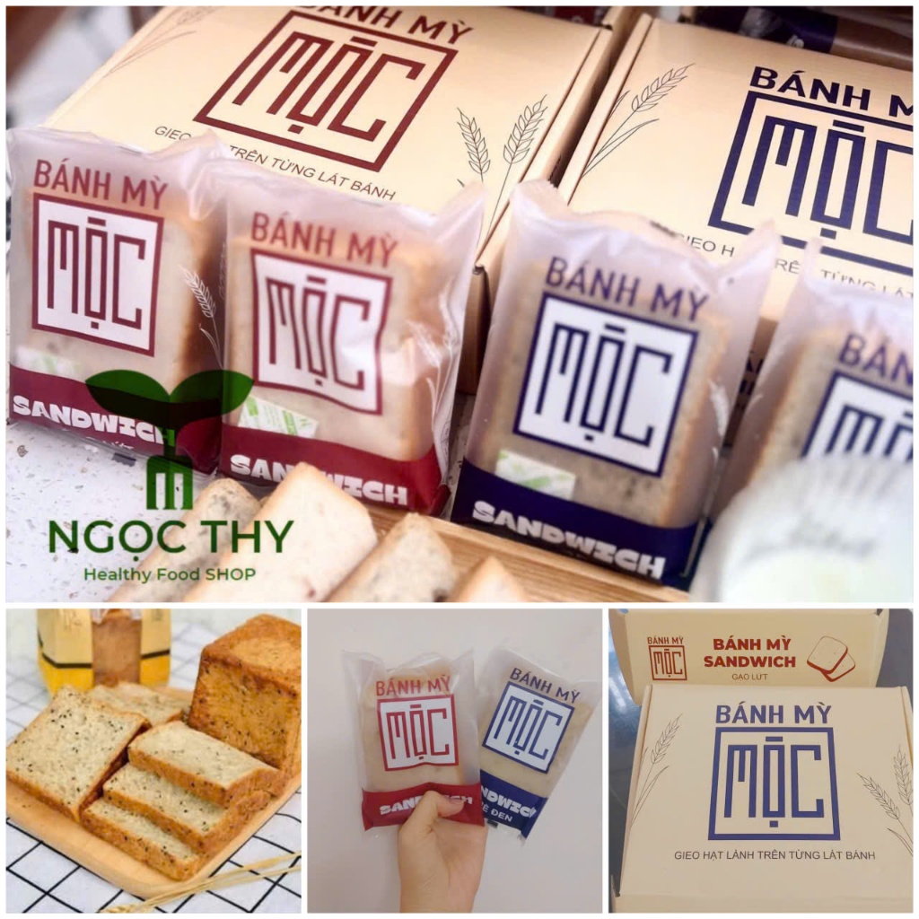 Bánh mì sandwich nguyên cám gạo lứt lúa mạch mè đen Mộc Ankie Healthy Food hộp 300g 6 bánh
