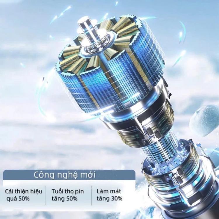 Quạt Sò Lạnh Cầm Tay Pin 4000mAh Làm Mát Mạnh Mẽ 100 Cấp Độ Gió Tích Hợp Đèn Pin Tiện Lợi