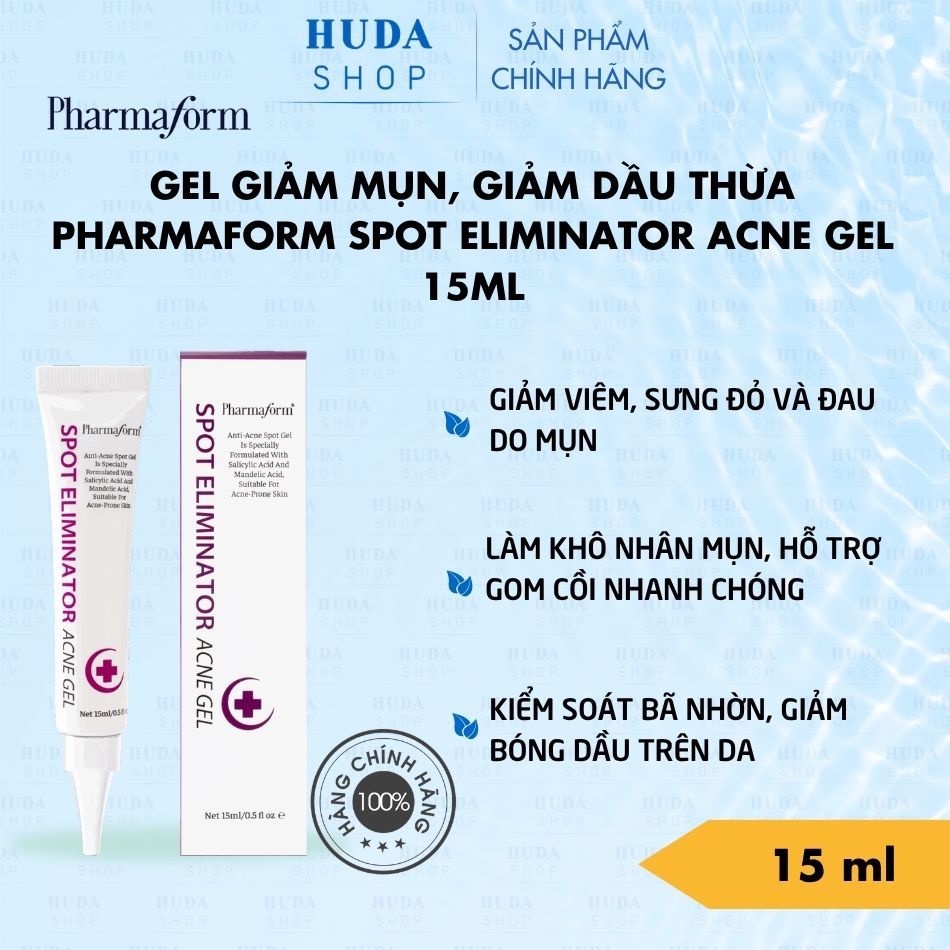 Gel giảm mụn, giảm dầu thừa Pharmaform Spot Eliminator Acne Gel 15ml