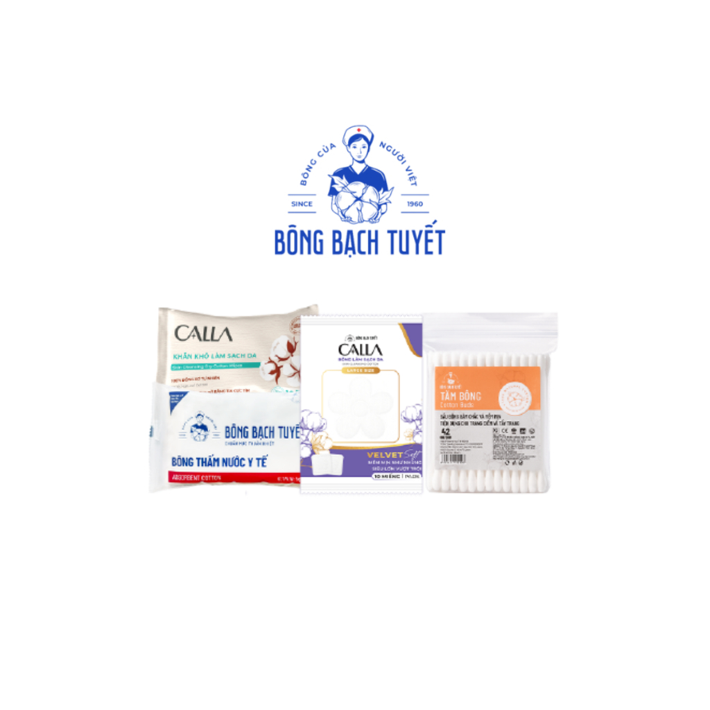[HÀNG TẶNG KHÔNG BÁN] - COMBO 4 QUÀ: Bông y tế + tăm bông + bông velvet + khăn khô