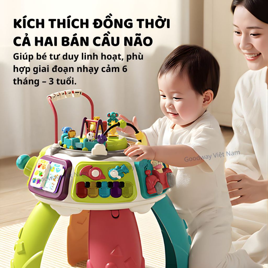 Khối bận rộn Montessori cho bé 1 tuổi đồ chơi giáo dục sớm gấp gọn đa năng Goodway Busy Cube