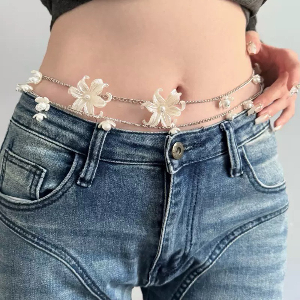 Dây Chuyền Đeo Bụng FLORY QUEMEO Vòng Eo Phụ Kiện Thời Trang Cánh Hoa Có Thể đeo Cổ