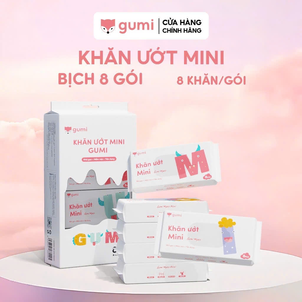 Khăn giấy ướt Gumi Mini tiện lợi, không mùi bỏ túi tiện lợi