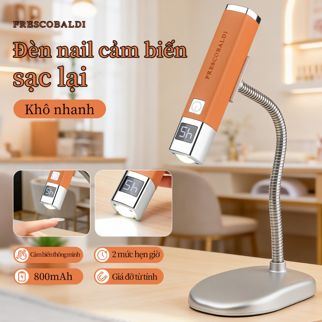 Máy sấy móng tay mini thông minh AI (Cam, Đen, Trắng), Bộ máy sấy móng tay cao cấp kèm giá đỡ móng.