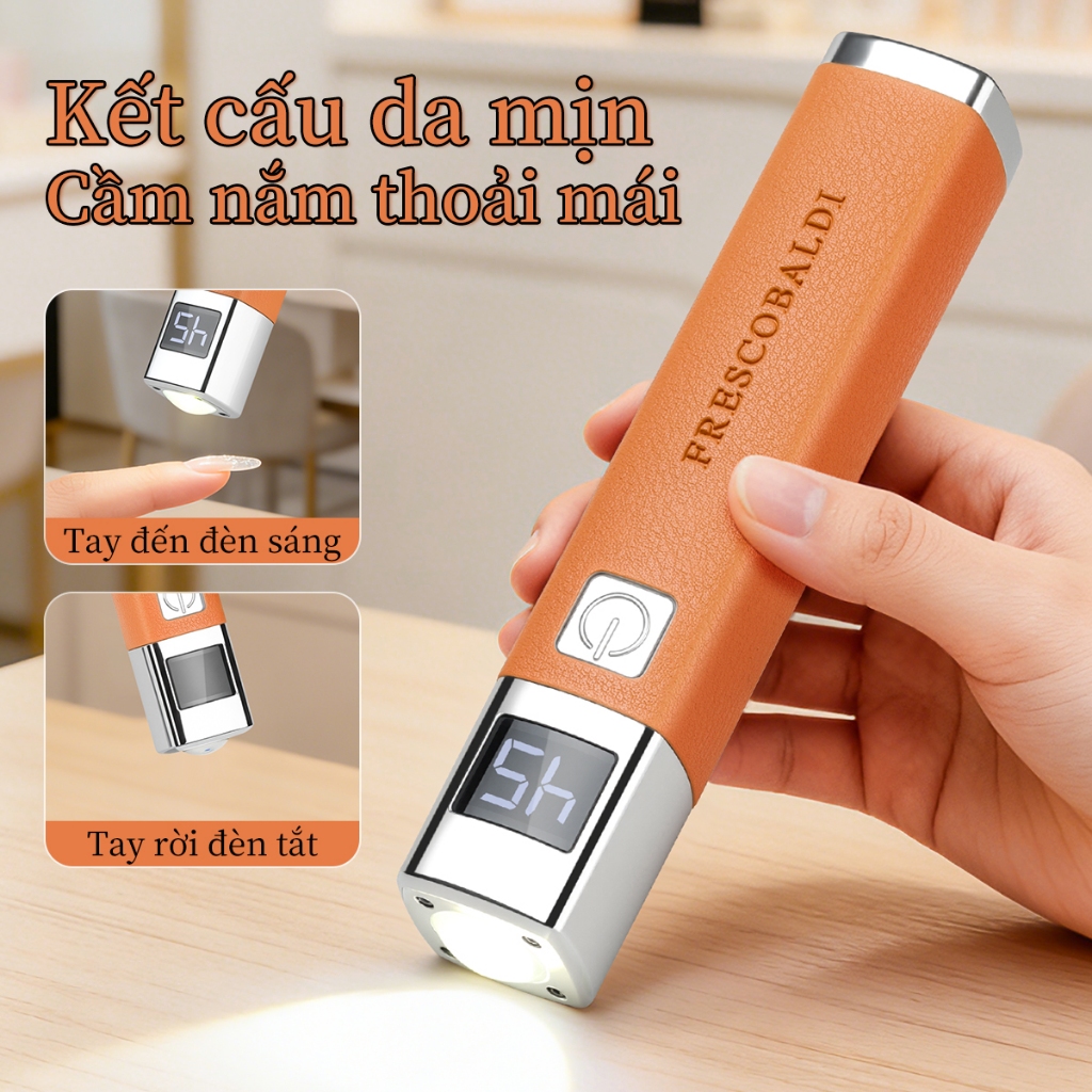 Máy sấy móng tay mini thông minh AI (Cam, Đen, Trắng), Bộ máy sấy móng tay cao cấp kèm giá đỡ móng.