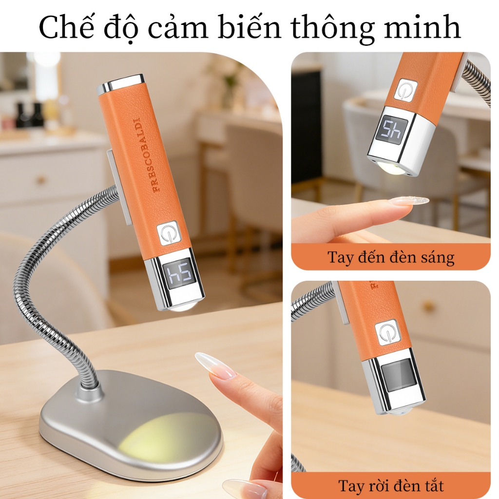 Máy sấy móng tay mini thông minh AI (Cam, Đen, Trắng), Bộ máy sấy móng tay cao cấp kèm giá đỡ móng.