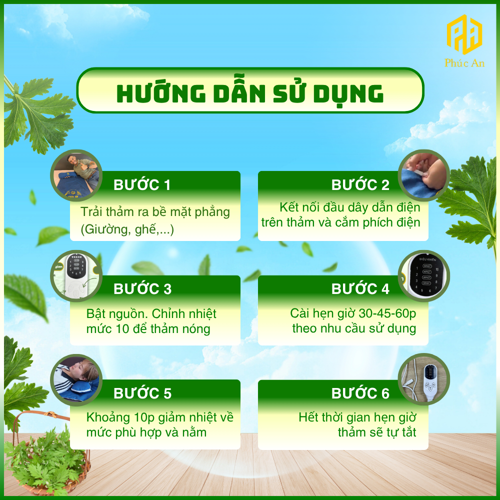 [Bảo hành 1 năm] Combo Thảm + gối + đai ngải cứu Phúc An Chính hãng, hỗ trợ thư giãn, ngủ ngon, giảm nhức mỏi