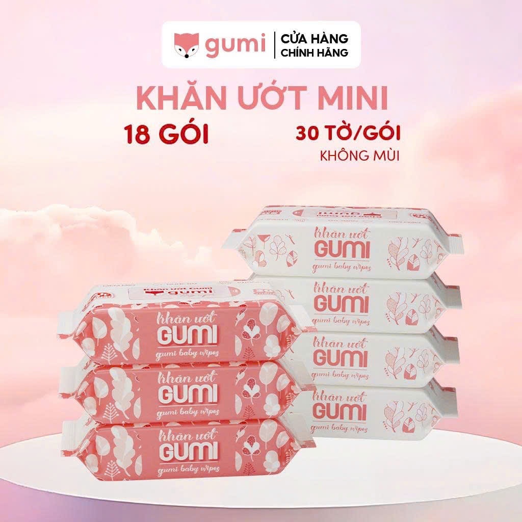 Khăn ướt 30 tờ Gumi không cồn không parabens cao cấp dành cho em bé