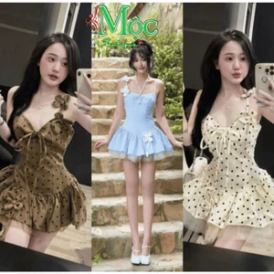 MK_ Đầm váy ngắn, đầm xòe tulle dự tiệc Ren ngắn hai dây hoa đính vai có mút có lót quần mặc hè