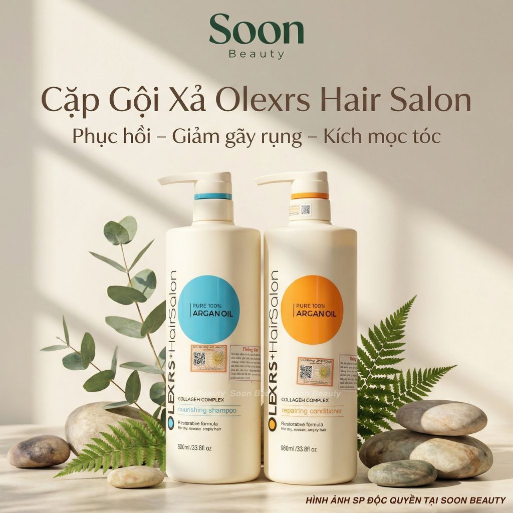 Bộ Dầu Gội Xả Olexrs Hair Salon 500ml/960ml – Giảm Rụng Tóc, Trị Gàu, Kiềm Dầu, Phục Hồi Tóc Khô Xơ