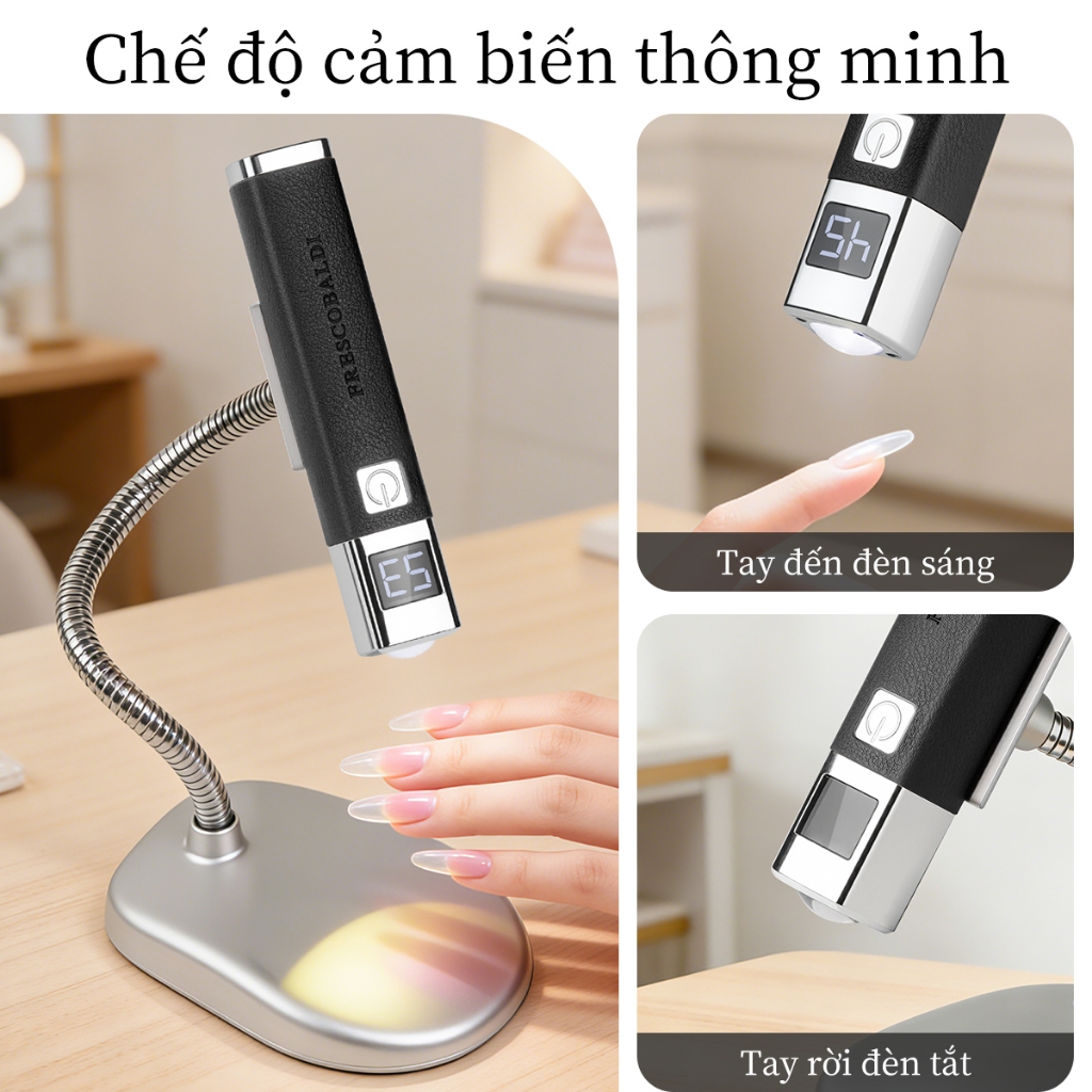 Đèn hơ mini cảm ứng AI - bộ đèn hơ kèm chân đế cao cấp , cảm ứng siêu nhạy , công suất mạnh nhanh khô trong 20s
