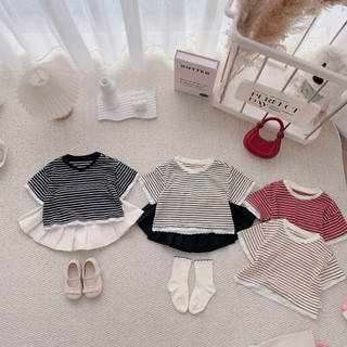 Quần áo trẻ em, Áo thun kẻ be gái nhiều màu 9-26kg A585 Tiểu Yến KID